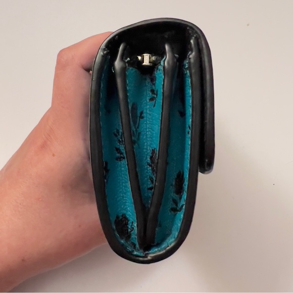 Coach Accordion Wallet In Badlands Floral Print Silver/Turquoise/Black F56723 - Picture 5 of 11